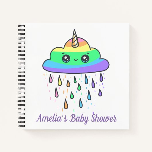 Unicorn Rainbow Cloud Baby shower Notitieboek (Voorkant)