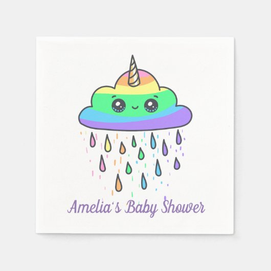 Unicorn Rainbow Cloud Baby shower Servet (Voorkant)