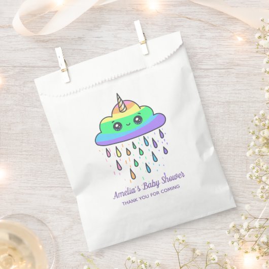 Unicorn Rainbow Cloud Custom Baby shower Bedankzakje (Geknipt)