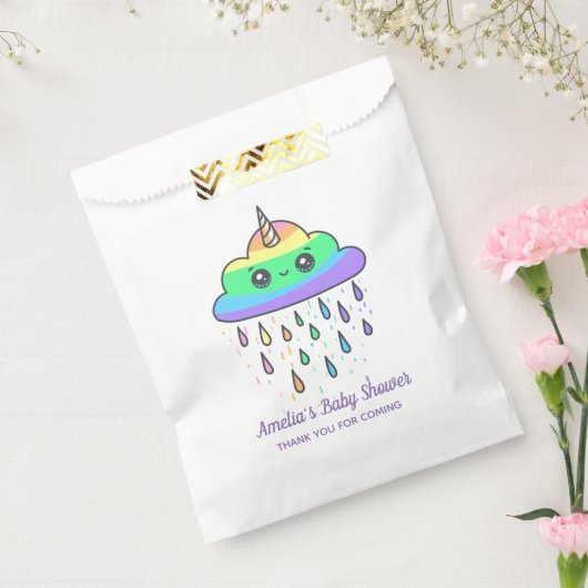 Unicorn Rainbow Cloud Custom Baby shower Bedankzakje (Gezegeld)