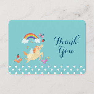 Unicorn Rainbow Clouds and Flowers Birthday Bedank Bedankkaart
