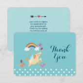 Unicorn Rainbow Clouds and Flowers Birthday Bedank Bedankkaart (Voorkant / Achterkant)