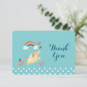 Unicorn Rainbow Clouds and Flowers Birthday Bedank Bedankkaart (Staand voorkant)