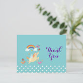 Unicorn Rainbow Clouds and Flowers Birthday Bedank Briefkaart (Staand voorkant)
