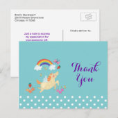 Unicorn Rainbow Clouds and Flowers Birthday Bedank Briefkaart (Voorkant / Achterkant)