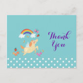 Unicorn Rainbow Clouds and Flowers Birthday Bedank Briefkaart (Voorkant)
