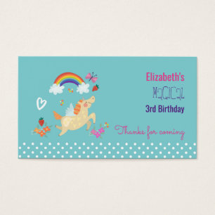 Unicorn Rainbow Clouds and Flowers Birthday Bedank Visitekaartjes