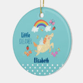 Unicorn Rainbow Clouds and Flowers Little Dreamwea Keramisch Ornament (Links)