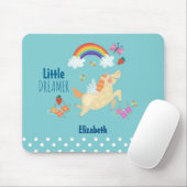 Unicorn Rainbow Clouds and Flowers Little Dreamwea Muismat (Met muis)