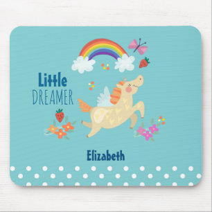 Unicorn Rainbow Clouds and Flowers Little Dreamwea Muismat