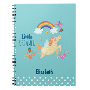 Unicorn Rainbow Clouds and Flowers Little Dreamwea Notitieboek