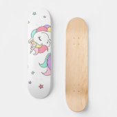Unicorn Rainbow & Clouds Summer Skateboard Deck (Voorkant)