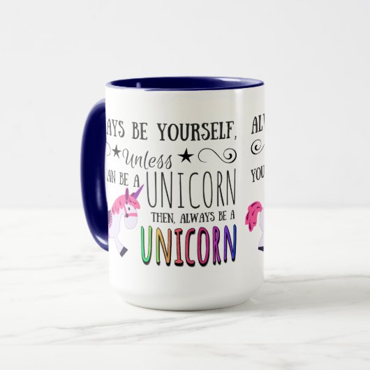 Unicorn Rainbow Coffee, wees altijd jezelf... Mok (Voorkant links)