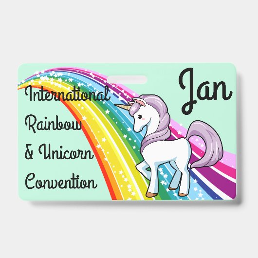 Unicorn & Rainbow Convention Badge Personaliseren (Voorzijde)