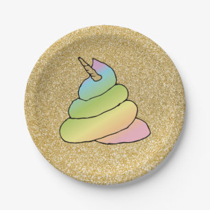 Unicorn Rainbow Crap Emoji poop emoji met gezicht Papieren Bordje
