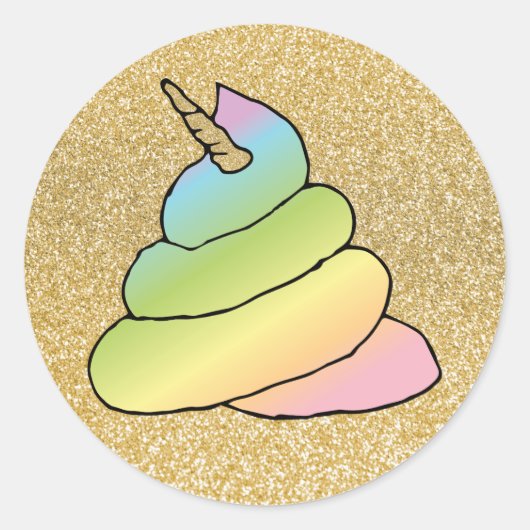Unicorn Rainbow Crap Emoji poop emoji met gezicht Ronde Sticker (Voorkant)