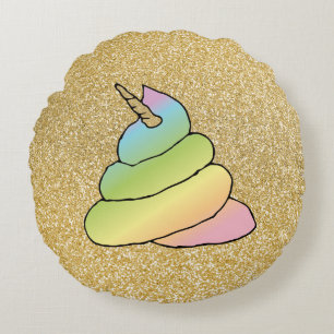 Unicorn Rainbow Crap Emoji Poop Emoji No Face Rond Kussen