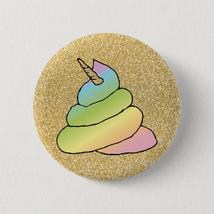 Unicorn Rainbow Crap Emoji Poop Emoji No Face Ronde Button 5,7 Cm