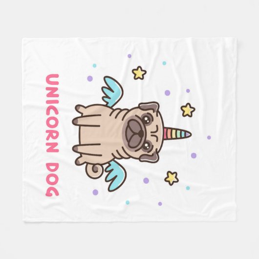 Unicorn Rainbow Dog Fleece Deken (Voorkant (Horizontaal))