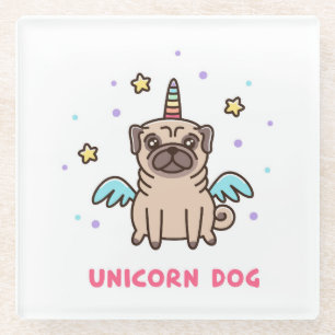 Unicorn Rainbow Dog Glazen Onderzetter