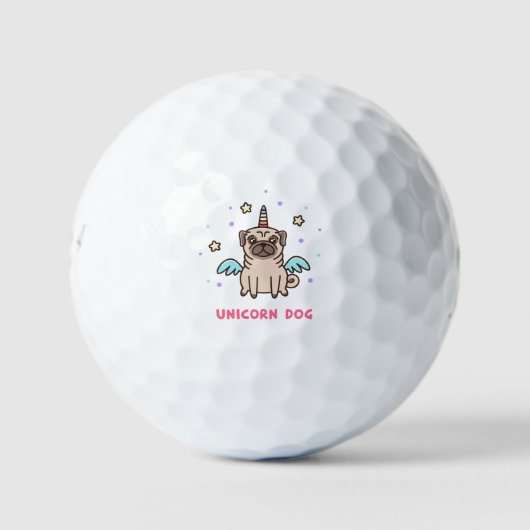 Unicorn Rainbow Dog Golfballen (Voorkant)