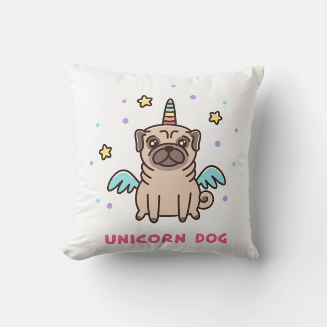Unicorn Rainbow Dog Kussen (Voorkant)