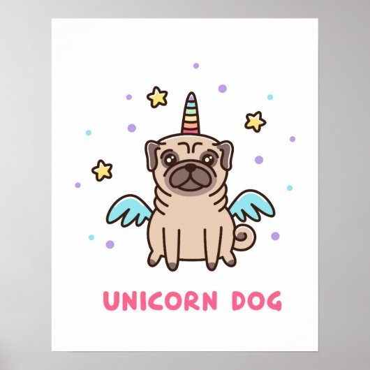 Unicorn Rainbow Dog Poster (Voorkant)