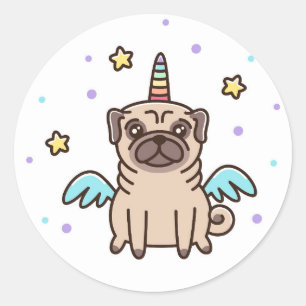 Unicorn Rainbow Dog Ronde Sticker