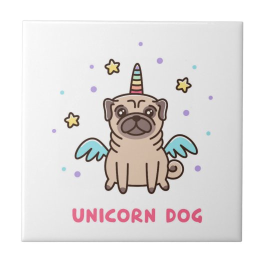 Unicorn Rainbow Dog Tegeltje (Voorkant)