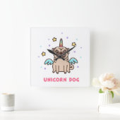 Unicorn Rainbow Dog Vierkante Klok (Huis)