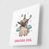 Unicorn Rainbow Dog Vierkante Klok (Hoek)
