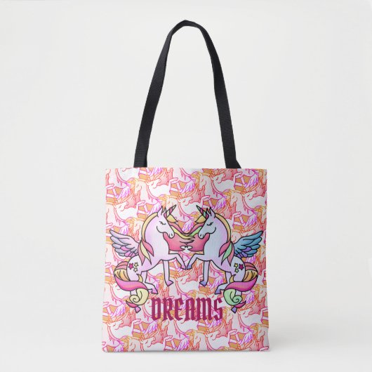  Unicorn Rainbow Dream Pastel Pegasus Tote Bag (Voorkant)