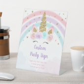 Unicorn Rainbow Editable Birthday Reclamebord Met Voetstuk (Insitu)