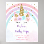 Unicorn Rainbow Editable Birthday Sign Poster (Voorkant)