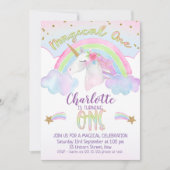 Unicorn Rainbow eerste verjaardag Kaart (Voorkant)