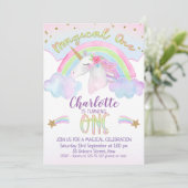 Unicorn Rainbow eerste verjaardag Kaart (Staand voorkant)