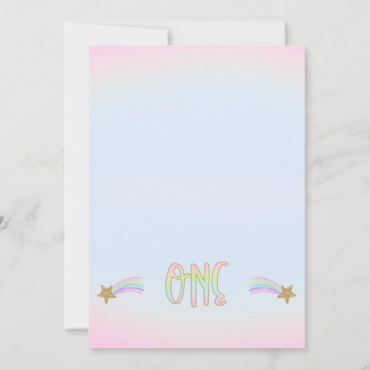 Unicorn Rainbow eerste verjaardag Kaart (Achterkant)