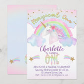 Unicorn Rainbow eerste verjaardag Kaart (Voorkant / Achterkant)