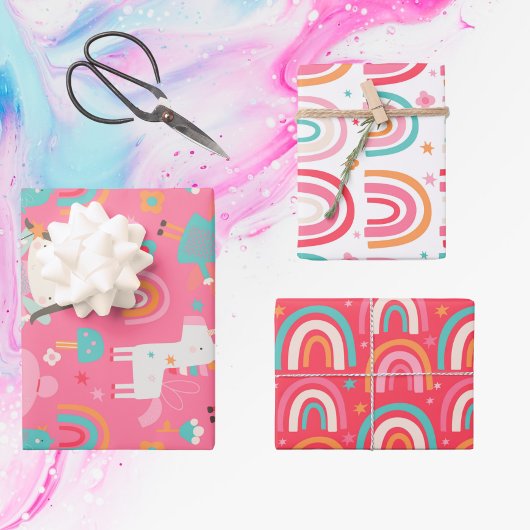 Unicorn Rainbow en Faerie Coördinatiepatroon Inpakpapier Vel