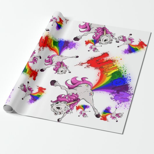 Unicorn rainbow fart cadeaupapier (Uitgerold)