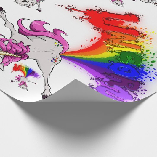 Unicorn rainbow fart cadeaupapier (Hoek)