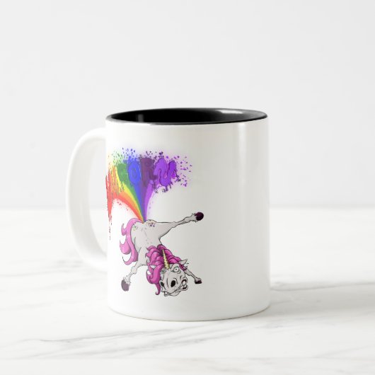 Unicorn rainbow fart tweekleurige koffiemok (Voorkant links)