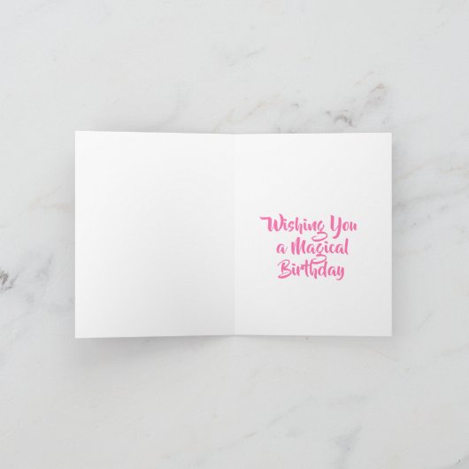 Unicorn Rainbow Flamingo Girls 4e verjaardag Kaart (Binnen)