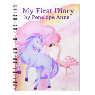 Unicorn Rainbow Flamingo Girls Diary Personalized Notitieboek