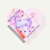 Unicorn Rainbow Flamingo Girls First Custom Diary Notitieboek (Voorkant)