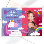 Unicorn Rainbow Foto Birthday Party Invitation Kaart