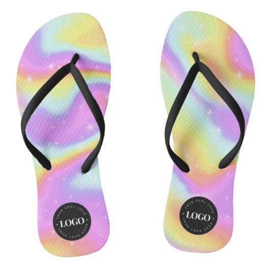 Unicorn Rainbow Galaxy & Custom Business Logo Teenslippers (Voetbed)