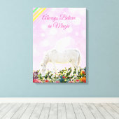 Unicorn Rainbow Geloof altijd in de Magische Muur Canvas Afdruk (Insitu (Houten vloer))