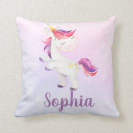 Unicorn Rainbow Gepersonaliseerde naam Roze Waterv Kussen