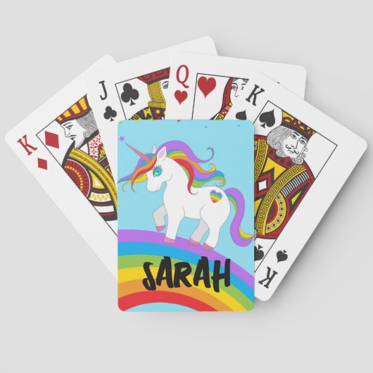 UNICORN RAINBOW GEPERSONALISEERDE SPEELKAARTEN (Achterkant)